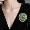 Vintage Baroque Green Whirlwind Smokey Leaf Design Women's Court Style Brooch Costume Jacket Accessories Holiday Gifts - Image 3