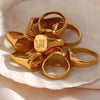 Engrave Jewelry Gift Minimalist Letter Word Suqare Stainless Steel Ring Gold Ring Plated For Women - Image 6