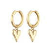 Classic Stainless Steel Chic Heart Pendant Hoop Earrings For Women Gold Silver Color Huggie Ear Buckle Daily Jewelry - Image 3