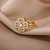 Spinner Zircon Heart Four Leaf Clover Rings For Women Stainless Steel Fidget Ring Jewelry Christmas Gift - Image 17