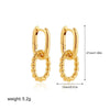Stainless Steel Vintage Double Circle Round Zircon Dangle Earrings Gold Plated Twist Huggie Hoops Ear Buckle Jewelry - Image 12