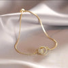 Circle Interlocked Gold-Color Charm Bangle For Women Men Personally Bracelet Party Girls Accessories Jewelry - Image 2