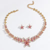 3PC Women's Flower Necklace Earrings Jewelry Set Elegant and High End Design, Suitable for Party and Festival - Image 3