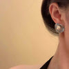 Vintage Elegant Blue Crystal Shell Pearl Conch Shape Stud Earrings for Women Simple Geometry Round Jewelry Party Gift - Image 2