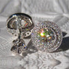 Round Halo Cubic Zirconia Stud Earrings in Silver-Tone or Gold-Tone - Image 4