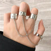 Punk Geometric Silver Color Chain Wrist Rings for Women and Men, Charm Hip Hop Chain Open Rings Set, Couple Jewel - Image 4