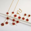 Gold Plated Lucky Stainless Steel Five Leaf Flower 3PCS Jewelry Set Bracelet Necklace Earrings for Women Party Jewelry Clover - Image 12