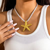 IngeSight.Z Exaggerated Big Starfish Pendant Necklace Women Punk White Thick Rope Chain Choker Necklace Party Jewelry Gift - Image 1