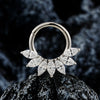 16G Marquise CZ Hinged Segment Hoop Nose Ring Titanium Septum Piercing Cartilage Daith Hoop Earring - Image 4