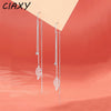 Silver Color Hollow Leaves Earrings for Women Temperament Long Tassel Tea Ear Chain Earring Fairy Jewelry - Image 1