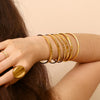 Stainless Steel Gold Plated Cuff Bangles For Women Minimalist Jewelry Crystal Star Bracelet - Image 2