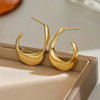 Simple Chunky Golden Stainless Steel Hoop Earrings Cubic Glossy Round Ears Clips Jewelry for Wedding Party Gifts - Image 4