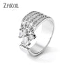 Zakol Korea Multilayer Zircon Engagement Open Rings for Women Water Drop Party Jewelry - Image 14