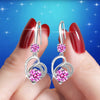 Cute Female Blue Love Heart Dangle Earrings Classic Silver Color Wedding Rainbow Crystal Round Stone Jewelry For Women - Image 8