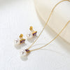 Purple Cubic Zirconia Imitaiton Pearl Pendants Earring Sets For Women Stainless Steel Chain Necklace Jewelry Sets - Image 6