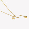 Square Clear Zircon Tassel Heart Necklace Gold Plated Stainless Steel Minimalist Style Women Jewelry - Image 5