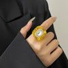 Colorful Rhinestones Ring Geometric Three-dimensional Finger Ring Elegant Jewelry Square Ring Women - Image 4