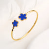 Gold-Plated Stainless Steel Five-Leaf Flower Open Bangle For Woman Girl Party Lucky Jewelry Accessories Daily Wear Clover - Image 20