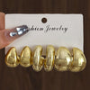 Chunky Gold-Tone Hoop Earring Set 6 Pairs - Image 2