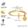 Cross St. Benedict Oval Plate Bracelet for Women,Three-color Beaded Chain Bracelet,Stainless Steel Jewelry Gift - Image 6