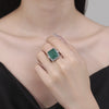 Silver Vintage Green Square Zircon Diamond Ring Anniversary Birthday Wedding Party Gift - Image 5