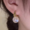 Vintage Iridescent Pearl Drop Earrings for Women Sweet Geometric Hoop Earrings Simple Casual Versatile Jewelry Gift - Image 2