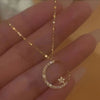 Shining Inlaid Zirconia Star Moon Pendant Necklace For Women Crystal Clavicle Chain Necklace Wedding Jewelry - Image 1