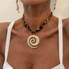 Exaggerated Metal Large Starfish Pendant Necklace for Women Vintage Brown Leopard Print Rope Short Choker Necklace Jewelry - Image 2