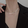 Silver Necklace Double Stack Wearing Snake Bone Chain High Sense Collarbone Chain Ladies Birthday Jewelry Gift - Image 1