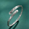 Vintage Thai Silver Lotus Flower Cuff Bracelet for Women Om Mani Padme Hum Buddhism Ethnic Adjustable Bangle Jewelry - Image 2
