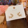 Colored Inlaid Rhinestone Leaf Earrings for Women Curved Moon Stud Earrings Temperament Jewelry - Image 7