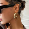 Wide Curved Surface Hoop Earrings Stainless Steel Smooth Round Ear Hoops Vintage European Elegant Jewelry - Image 3