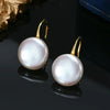 OL Freshwater 11-13mm White Button Shape Baroque Pearl Earring Silver Ear Hook Jewelry for Women - Image 1