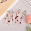 Chinese Style Fox Mask Folding Fan Asymmetrical Long Tassel Earrings For Women Girls Cherry Blossom Earring Christmas Jewelry - Image 4