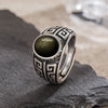 Vintage Silver Golden Obsidian Rings Retro Silver Oval 8 10MM Black Rings Tiger Eye's Tail Rings For Men - Image 1