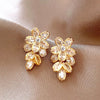 Purple Zircon Flower Stud Earrings for Women Elegant Crystal Leaf Tassel Dangle Earrings Jewelry Gifts - Image 9