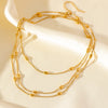 316L Stainless Steel Multilayer Wearing Chain Necklace Bracelet Set For Women Gold Color Jewelry - Image 5