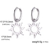 Stainless Steel Gold Color Drop Earrings Women Round Heart Flower Sun Totem Pendant Hoop Earrings Jewelry Gift - Image 21