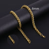 Hiyee Thickness 3/4/5/6/7/8mm Gold Color Wheat Braided Stainless Steel Necklace Link Classic Curb Chain for Men Women Jewelry - Image 12