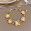Gold Plated Stainless Steel Wristband Bracelet for Women Elegant Abalone Shell Oval Chain Bracelets Jewelry Gifts - Image 10