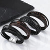Multi Layer Braided Rope Bracelets for Men,Classic Handmade PU Leather Wristband with Magnetic Buckle, Punk Jewelry Gift - Image 1