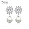 Bohemian White Pearl Drop Earrings for Women Cubic Zircon Leaf Dangle Earring Korea Bridal Wedding Jewelry Gift - Image 7