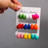 9Pair/Set Acrylic Small Chunky Waterdrop Earrings Dupes for Women Matte Colorful Dome Tear Drop Earring Hoops Jewelry - Image 9