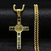 Catholic Jesus Cross Stainless Steel Necklace Saint Benedict Crystal Virgin Mary Pendant Crucifix Male Necklaces Jewelry Cruz - Image 1