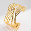 Hollow Geometry Opening Cuff Bangles for Women Gold-plated Stainless Steel Adjustable Bracelets Charm Girl Wrist Jewelry - Image 3