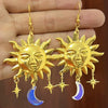Bohemian Sun Dangle Earrings Vintage Crystal Resin Water Drop Ear Hooks Moon Pendant Earrings Jewelry Gifts For Women - Image 1