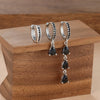 3PCS Stainless Steel Water Drop Tassel Hoop Earrings Set For Women Gold Plated Zircon Piercing Earring Korean Jewelry - Image 7
