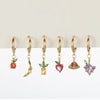Fruit Charm Huggie Earrings with Colorful Stone Accents - Image 35