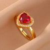 Colorful Cubic Zirconia Open Ring in Gold-Tone Stainless Steel - Image 8