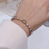 Elegant Pink Imitation Pearl Bracelets Purple Crystal Beaded Adjustable Bracelets Bangle Female Wristband Accessories - Image 2